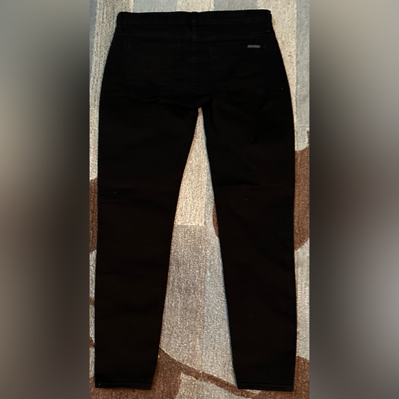 Hudson Lou Lou Black Cropped Skinny Jeans w Barbie Pink Tuxedo Stripes - Picture 5 of 6